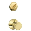 SCHLAGE F59BEL605 F59 BEL 605 Bell Interior Knob with Deadbolt, Bright Brass (Interior Half Only).
