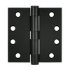 Deltana S44HD1B S44HD 4" x 4" Square Corner Plain Bearing Mortise Hinge - Pair, Black