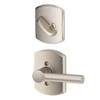 SCHLAGE F94BRW619GRW Lock Company Broadway Lever Dummy Interior Pack with Decorative Greenwich, Satin Nickel