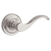 Baldwin PSCURRTRR150 Hardware Reserve Curve Passage Lever with Traditional Round Rose in Satin Nickel Finish
