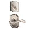 SCHLAGE F59FLA619CAMLH Lock Company Flair Left Handed Interior Pack Lever Set with Single Cyl, Satin Nickel