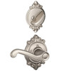 SCHLAGE F59FLA619BRKRH Schalge Satin Nickel Flair Right Handed Interior Pack Lever Set with Single Cylinder Deadbolt and Decorative Brookshire Rose (Interior Half Only)