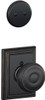 SCHLAGE F94GEO716ADD Lock Company Aged Bronze Georgian Knob Dummy Interior Pack with Deadbolt Cover Plate and Decorative Addison Rose