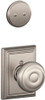SCHLAGE F94GEO619ADD Lock Company Georgian Knob Dummy Interior Pack with Deadbolt Cover Plate, Satin Nickel
