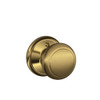 SCHLAGE F170AND609 F170-AND Andover Single Dummy Door Knob from the F-Series, Antique Brass