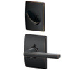 SCHLAGE F59LAT716CEN Lock Company Aged Bronze F-Series Latitude Interior Pack Lever Set with Single Cylinder Deadbolt and Decorative Century Rose (Interior Half Only)