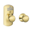 SCHLAGE FE575PLY505PLY FE575 PLY 505 PLY Plymouth Keypad Entry with Auto-Lock and Plymouth Knobs, Bright Brass