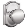 SCHLAGE F10PLY625CAM F10-PLY-CAM Passage Plymouth Door Knobset with the Decorative Camelot Ro, Polished Chrome