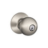 SCHLAGE F80ORB619 F80-ORB Orbit Storeroom Door Knob Set, Satin Nickel