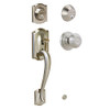 SCHLAGE F62CAM619GEO Camelot Handleset w Georgian Interior Knob in Satin Nickel - Double Cylinder - F62 CAM 619 GEO (Satin Nickel)