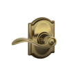 SCHLAGE F40ACC609625CAMLH F40 ACC 609 CAM Camelot Collection Accent Privacy Lever, Antique Brass