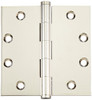 Deltana DSB4514  4.5 x 4.5 in. Square Hinges, Bright Nickel - Solid Brass - Pack of 2