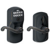 SCHLAGE FE595PLY716FLA FE595 PLY 716 FLA Plymouth Keypad Entry with Flex-Lock and Flair Style Levers, Aged Bronze.
