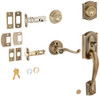 SCHLAGE F62CAM609FLARH F62-CAM-FLA-RH Camelot Right Hand Double Cylinder Handleset with Flair I, Antique Brass
