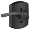 SCHLAGE F170MER716GRWLH Lock Company Merano Left Handed Single Dummy Door Lever with Decorati, Aged Bronze