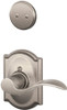 SCHLAGE F94ACC619CAMLH Lock Company Accent Lever Left Handed Dummy Interior Pack with Deadbolt, Satin Nickel