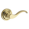 Baldwin HDCURRTRR003  Curve Right-Handed Half-Dummy Lever with Traditional Round Rose, Polished Brass.