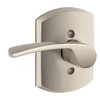 SCHLAGE F170MER619GRWLH Lock Company Merano Left Handed Single Dummy Door Lever with Decorati, Satin Nickel