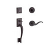 Baldwin FDNAPXCURLTRR112  Reserve Full Dummy Handleset Napa x Curve with Traditional Round Rose in Aged Bronze Finish Left hand