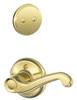 SCHLAGE F94FLA605LH F94-FLA-LH Flair Lever Left Handed Dummy Interior Pack from the F-Series, Polished Brass