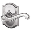 SCHLAGE F170FLA625CAMRH  Polished Chrome Single Dummy Single Dummy Flair Door Lever with the Decorative Camelot Rose for Right Handed Doors.