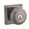 Baldwin ENROUTSR152 EN.ROU.TSR Round Keyed Entry Single Cylinder Knobset with Traditional Sq, Matte Antique Nickel
