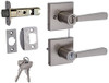 Baldwin 354SPLSQR15S 354SPL SQR 15 SMT CP Prestige Spyglass Entry Lever Featuring Smart Key, Satin Nickel