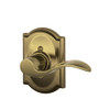 SCHLAGE F170ACC609CAMRH F170 ACC 609 CAM RH Camelot Collection Right Hand Accent Decorative Trim Lever, Antique Brass