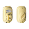 SCHLAGE BE365PLY505 BE365VPLY505 Plymouth Keypad Deadbolt, Bright Brass