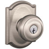 SCHLAGE F51AGEO619CAM Lock Company F51A GEORGIAN 619 CAM Camelot Deco Rose Entry Door Lock Satin Nickel