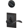 SCHLAGE F94ACC716ADDLH  Aged Bronze Interior Pack Accent Lever Left Handed Dummy Interior Pack with Deadbolt Cover Plate and Decorative Addison Rose.