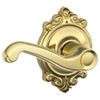 SCHLAGE F10FLA605BRK F10-FLA-BRK Passage Flair Door Leverset with the Decorative Brookshire R, Polished Brass.