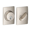 SCHLAGE B60CEN619 Lock Company Single Cylinder Grade 1 Deadbolt with Decorative Century Rose, Satin Nickel