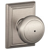 SCHLAGE F40AND619ADD F40-AND-ADD Privacy Andover Door Knobset with the Decorative Addison Ros, Satin Nickel.