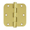 Deltana DSB35R53-R  3.5 x 3.5 x 0.62 in. Radius Residential Hinge, Bright Brass - Solid Brass - Pack of 2