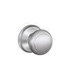 SCHLAGE F10AND626 F10 AND 626 16-080 10-027 Andover Hall and Closet Knob, Satin Chrome