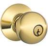 SCHLAGE F51AORB505  Lifetime Polished Brass Orbit Keyed Entry F51A Panic Proof Door Knob