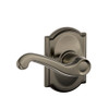 SCHLAGE F10FLA620CAM F10 FLA 620 CAM Camelot Collection Flair Passage Lever, Antique Pewter