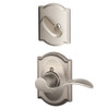 SCHLAGE F59ACC619CAMLH  Satin Nickel Accent Left Handed Interior Pack Lever Set with Single Cylinder Deadbolt and Decorative Camelot Rose