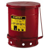 Justrite JUS09300 09300 Galvanized-steel Safety cans For Oily waste Red Foot Operated cover Raised, ventilated Bottom Reinforced ribs Self-closing UL listed FM approved Capacity: 10 gal. (38L)