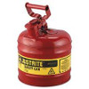 Justrite JUS7120100 7120100 - Galvanized Steel, Type I Red Safety Can, With Large ID Zone, Meets OSHA & NFPA Standards For Handling Hazardous liquids. 2 Gallon (7.5L) Size.