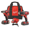 MILWAUKEE 3558607 M18 18-Volt Lithium-Ion Cordless Drill Driver/Impact Driver Combo Kit (2-Tool) with Free Battery