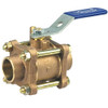 "Nibco" S595Y661 NIBCO S-595-Y-66 Cast Bronze Ball Valve, Stainless Steel Trim, Three-Piece, Lever Handle, 1" Female Solder Cup