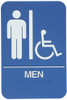 Don-Jo HS907001 HS 9070 01 Men's/Handicap ADA Sign with Picto, Legend "Men", 6" Width x 9" Height, White on Blue (Pack of 10)