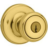 KWIKSET 803367  Polished Brass Finish, Tylo Entry Lockset, Inside Knob Locked/Unlocked by Turnbutton, 7/8" Diameter Adjustable Deadlatch Fits Both 2-3/8" & 2-3/4" Backsets
