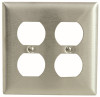Hubbell 606421 Bryant Electric 2-Gang, 2-Duplex, Standard Size 302/304 Stainless Steel Wall Plate, With Removable White Protective Film