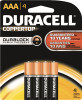 Duracell 681216 CopperTop Alkaline Batteries with Duralock Power Preserve Technology, AAA, 4/Pk