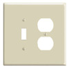 Leviton 94-8148  2-Gang 1-Toggle 1-Duplex Device Combination Wallplate, Oversized, Thermoset, Device Mount, Ivory by
