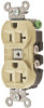 Hubbell 158853Hubbell Receptacle, Duplex Straight Blade, Hubbel-Pro, 20A, 125V, SM, Ivory