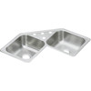 Elkay DE217323 Elkay Elite 31-7/8-Inch by 31-7/8-Inch Stainless Steel Double Bowl Three-Hole Top Mount Corner Sink, Ultra Radiant Finish